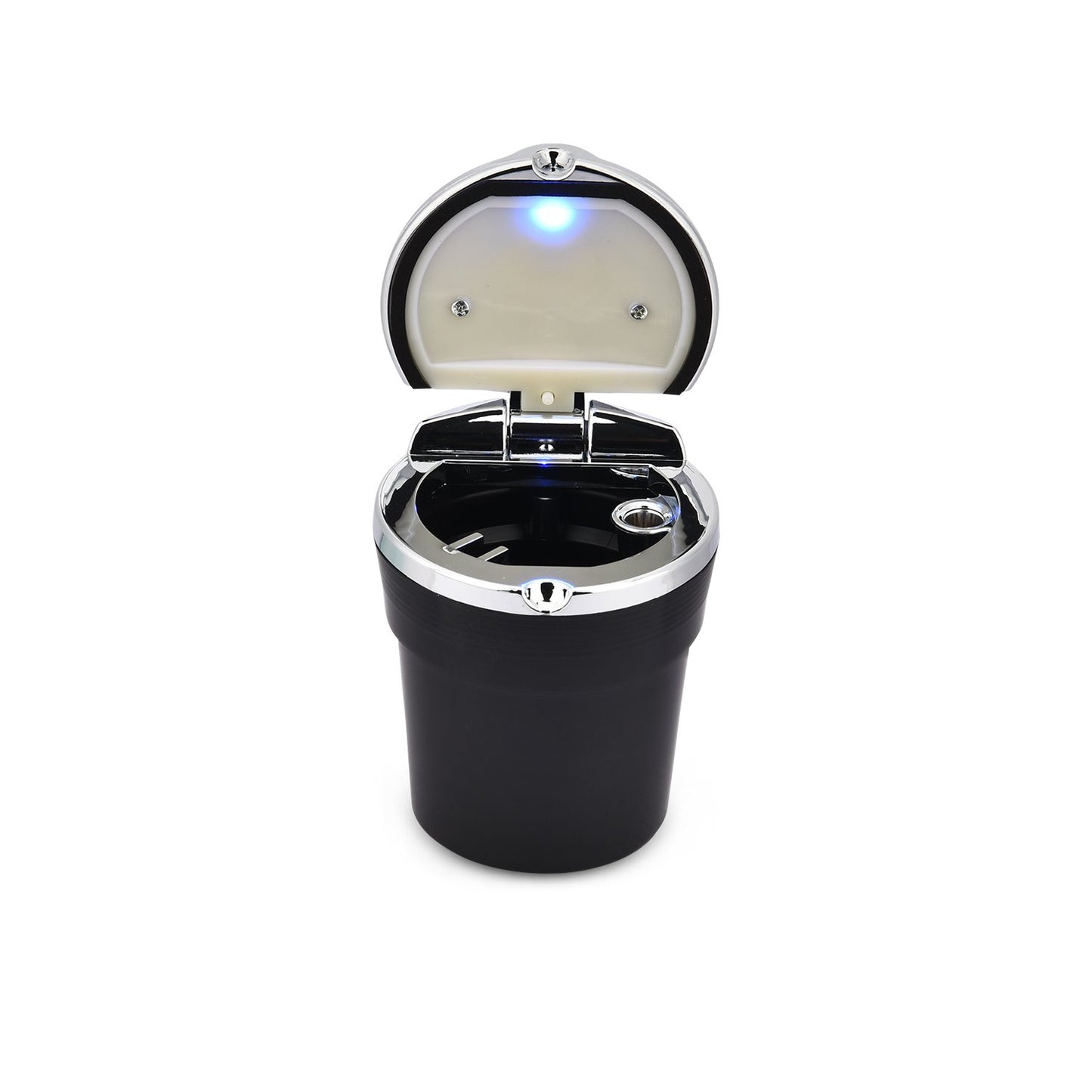 Oshotto Premium Fire Proof Chrome Cover Car Ashtray with Stainless Steel Frame (Chrome Black)
