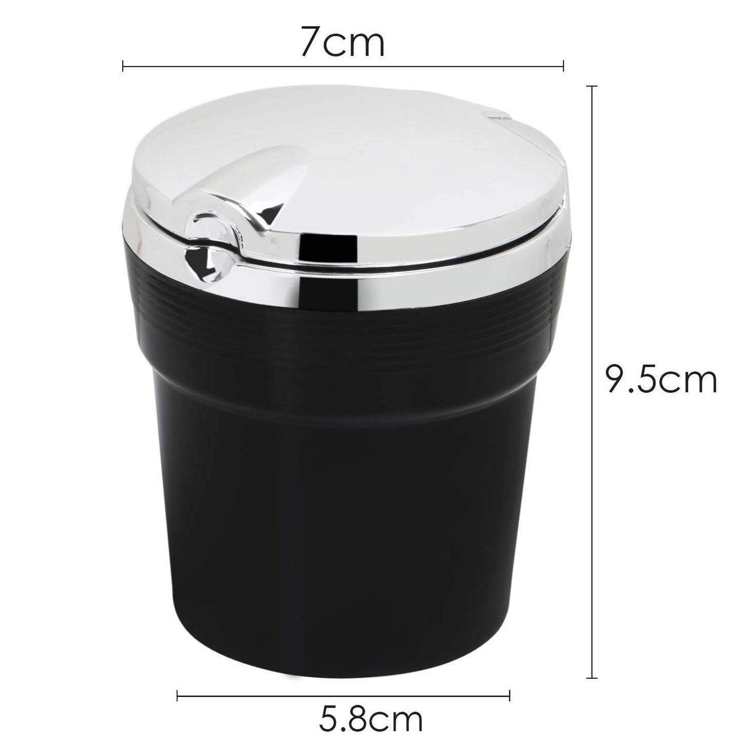 Oshotto Premium Fire Proof Chrome Cover Car Ashtray with Stainless Steel Frame (Chrome Black)