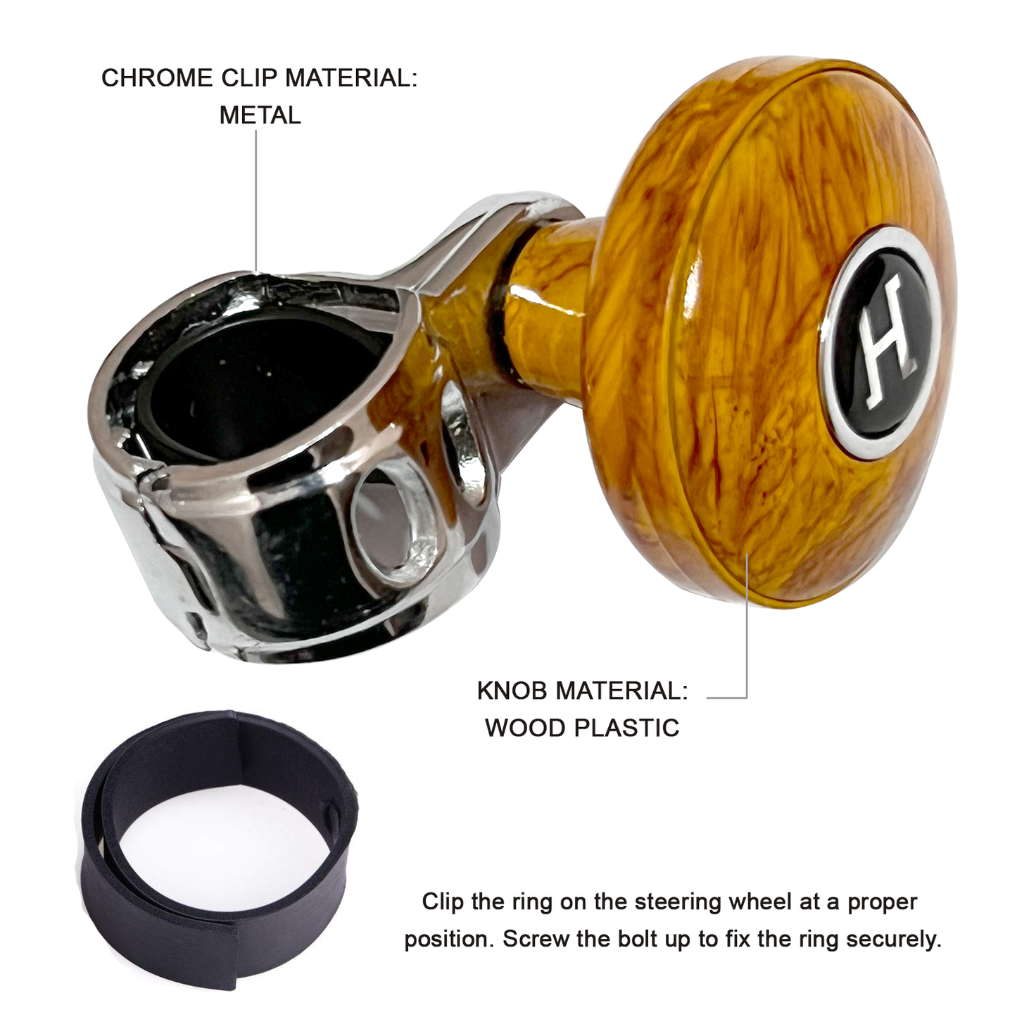 Oshotto Power Handle (SK-009) Car Steering Spinner Wheel Knob (Brown)