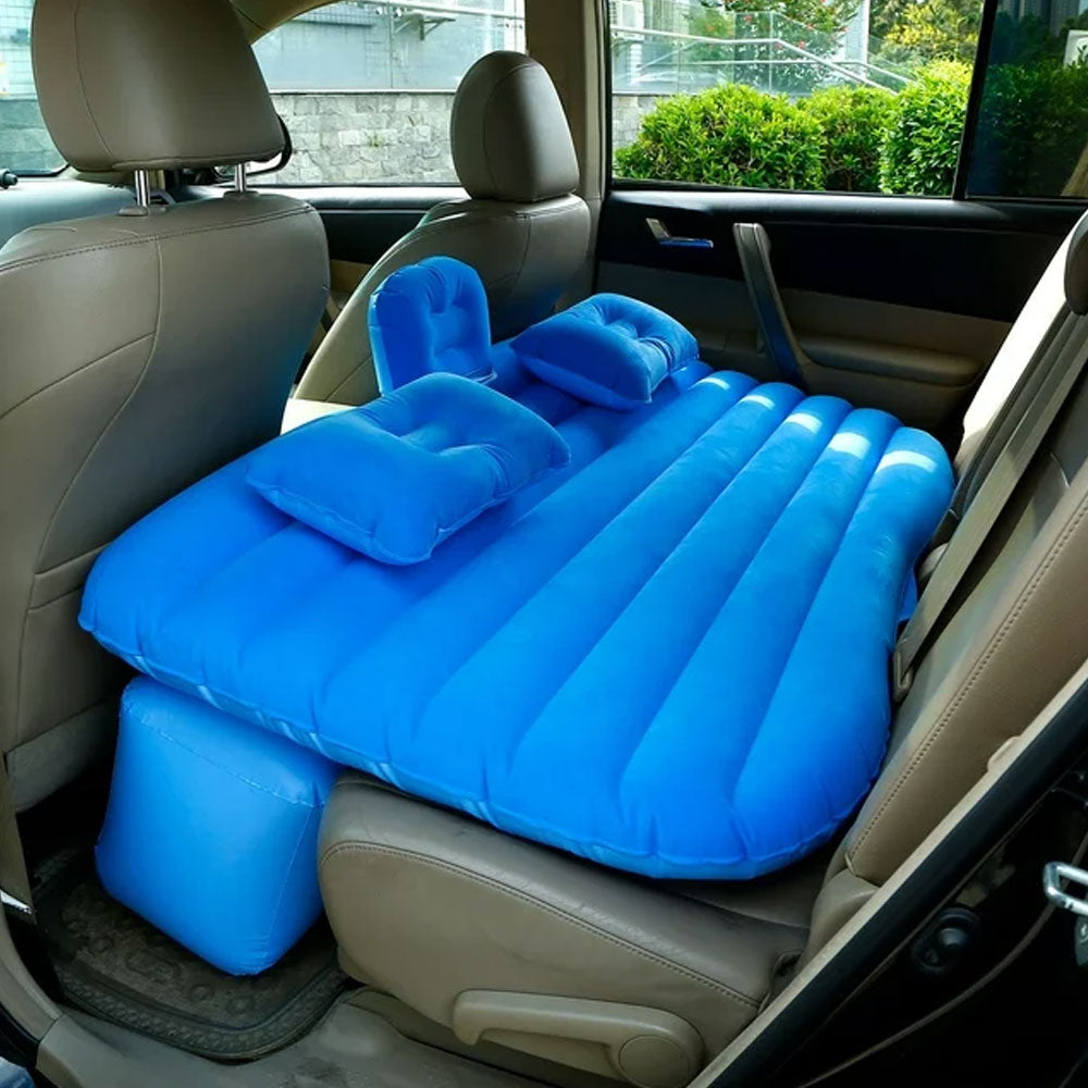Oshotto Multifunctional Car Travel Inflatable Bed Mattress with Two Air Pillows, Car Air Pump and Repair kit for All Cars (Blue)