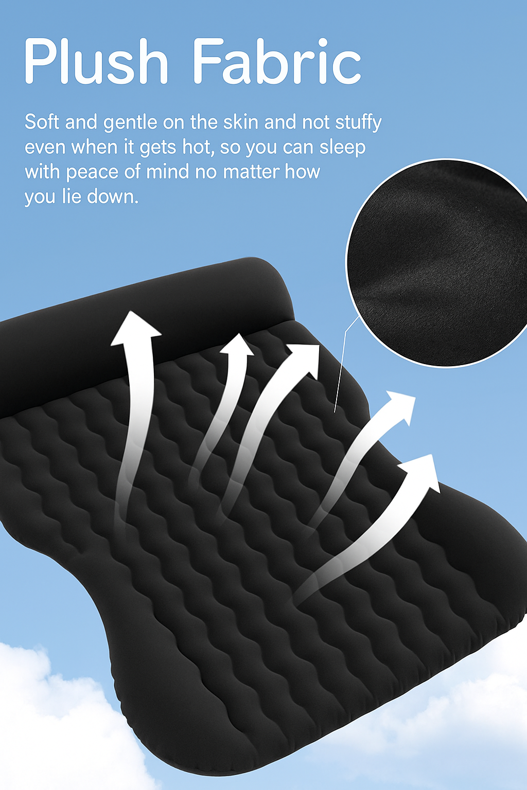 Oshotto Self-Inflating Car Air Mattress for SUV - Thick & Comfortable Trunk Camping Bed, Fits Most SUVs, Trucks | Portable Inflatable Travel Bed for Road Trips & Outdoors | Built-in Pump (Black)