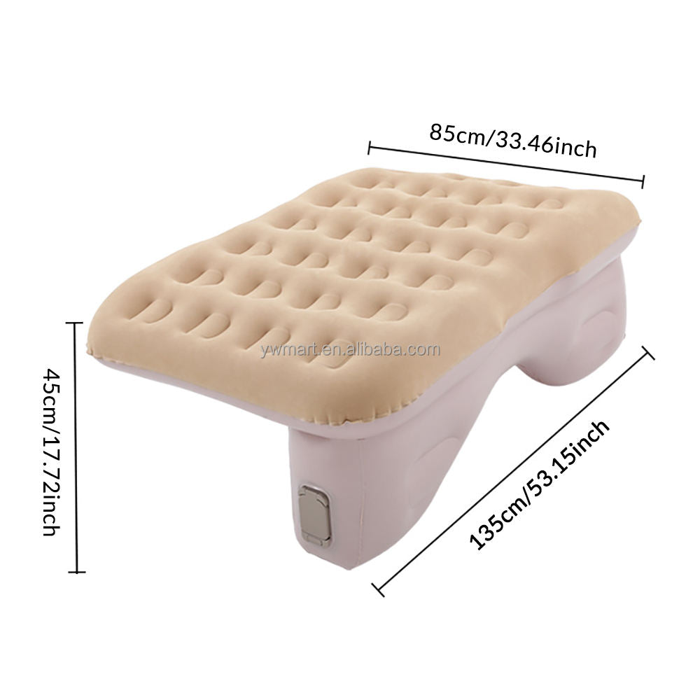 Oshotto Self-Inflating Car Air Mattress with Built-in Electric Pump – Portable Inflatable Travel Bed for Back Seat, Camping & Road Trips – Fast Inflation, Durable & Comfortable (Beige)