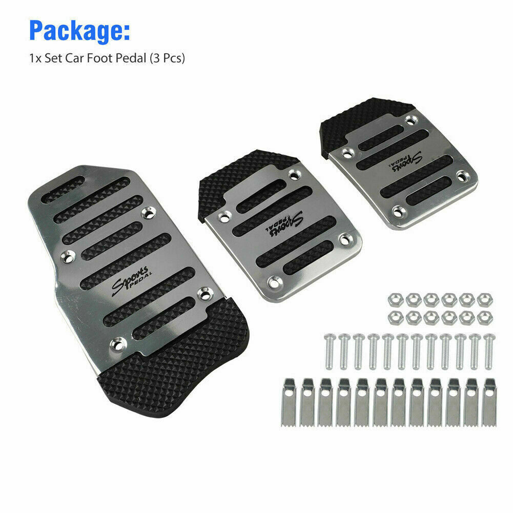 Oshotto 3 Pcs Non-Slip Manual CS-373 Car Pedals Kit Sports Pad Covers Set for All Cars (Silver)