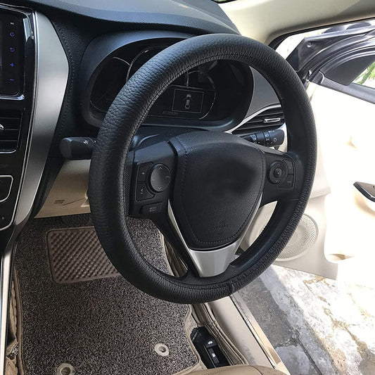 Oshotto Artificial Leather SC-14 Car Steering Cover for All Cars (Black)
