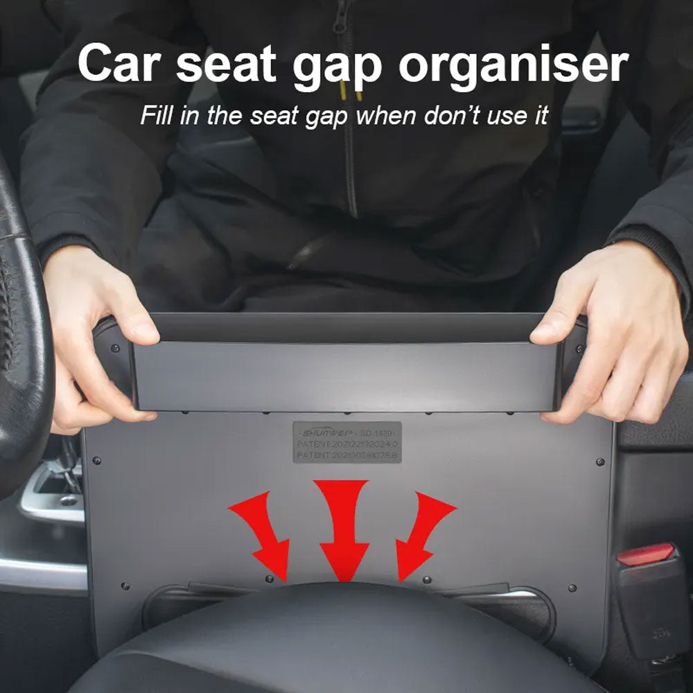 Oshotto FT-06 Dual Purpose Car Steering Wheel Rack Desk Vehicle seat Gap Organizer Dinning car Tray Table Cup Holder Compatible with All (Black)