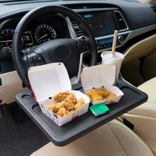 Oshotto (FT-05) Car Steering Wheel Desk | Food Table for Car | Laptop / Notepad| Steering Wheel Tray with Pen Holder For All Cars (Black)