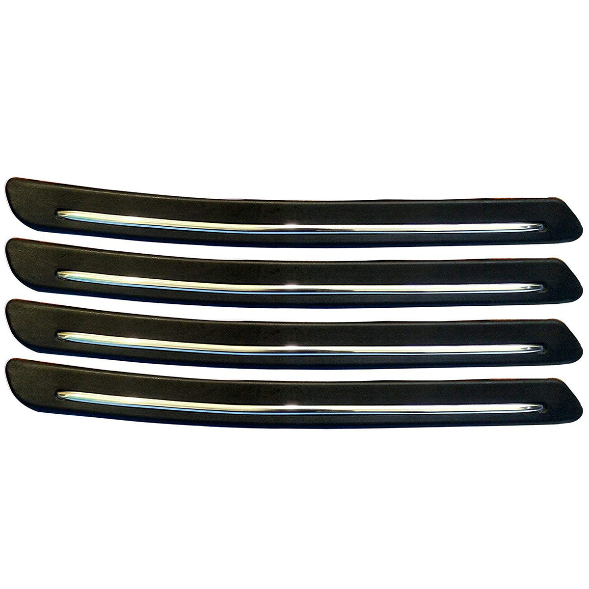 Oshotto (BP-01) Car Black Rubber Bumper Protector with Single Chrome line For All Cars -(Set of 4 pcs)