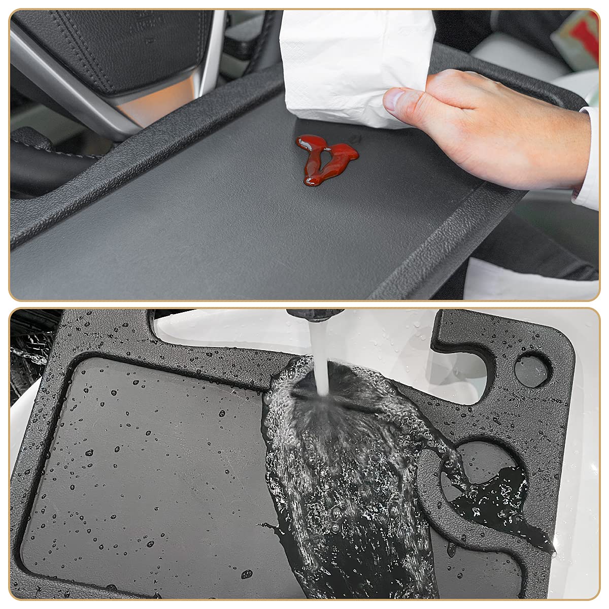 Oshotto (FT-05) Car Steering Wheel Desk | Food Table for Car | Laptop / Notepad| Steering Wheel Tray with Pen Holder For All Cars (Black)