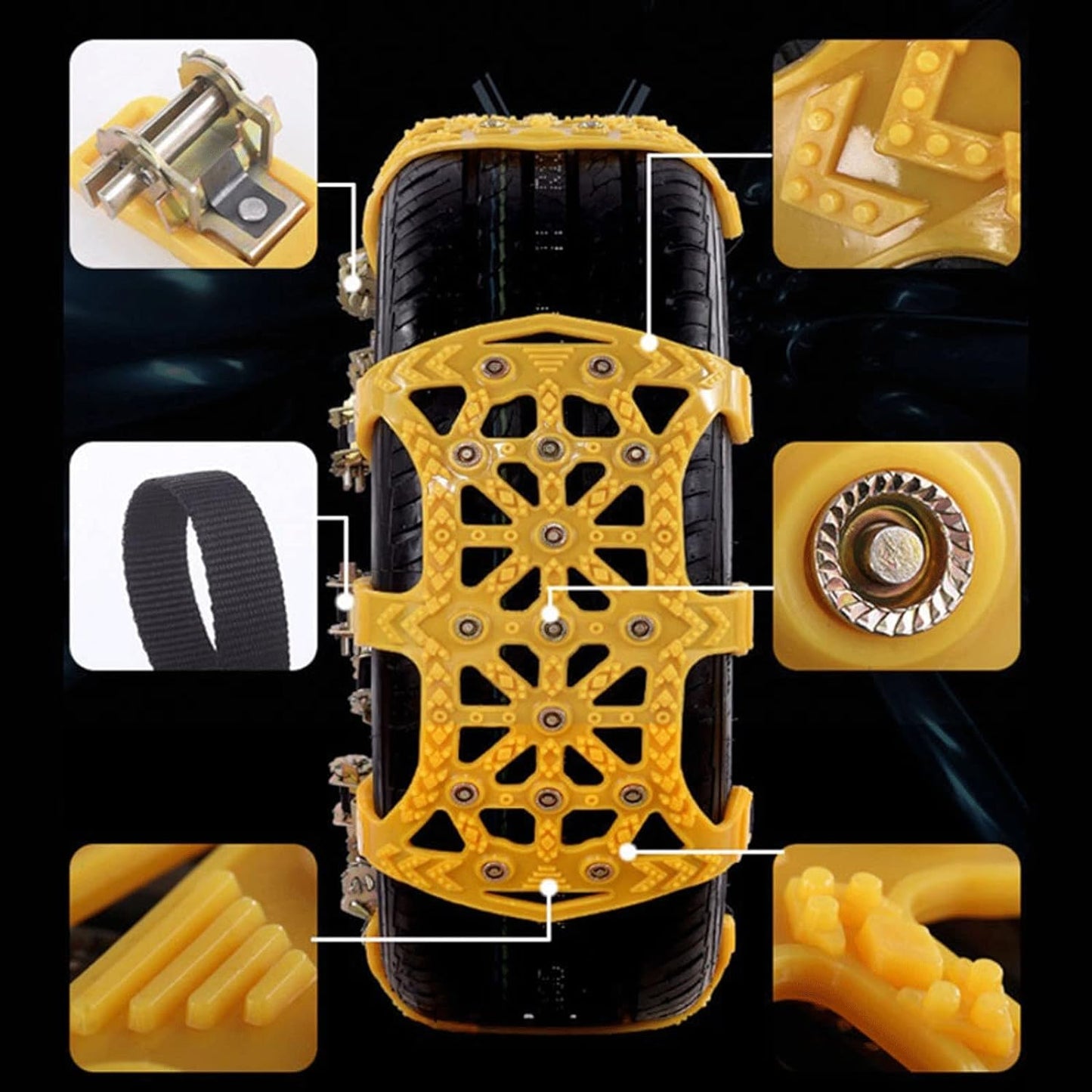 Oshotto Snow Chain Set for Tyre Anti Skid durable in Rough Terran/Mountain for SUV Tires (Width 185-295mm/7.2-11.6'')(6 Pcs set)