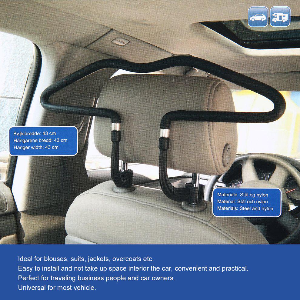 Oshotto CH-03 Stainless Steel Headrest Back Seat Multifunctional Car Coat Hanger for All Cars - Black