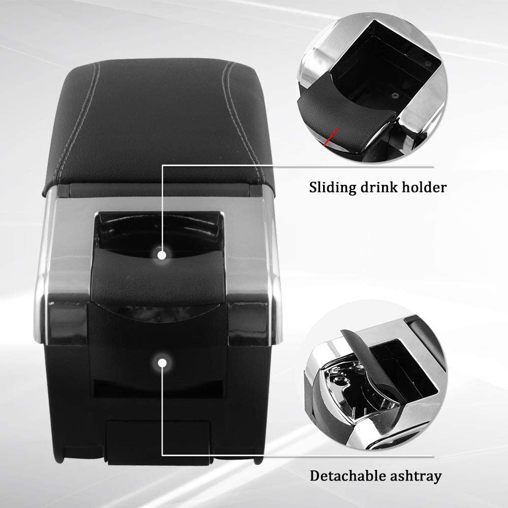 Oshotto PU Leather AR-01 Car Armrest Console Box For All Cars - Black