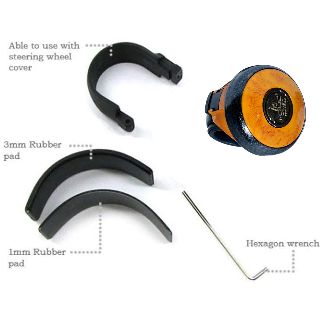 Oshotto I-QUE Compact Power Handle (SK-019) Car Steering Spinner Wheel Knob For All Cars (Wooden)