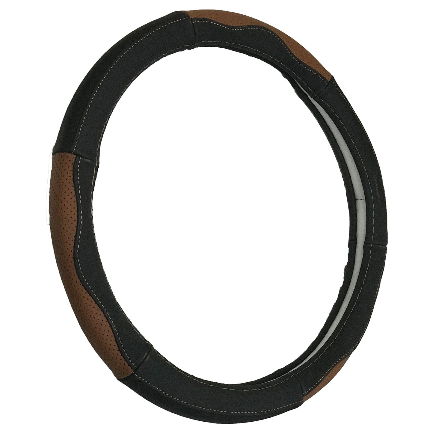 Oshotto SC-002 Leather Car Steering Cover (Black and Tan,Medium)