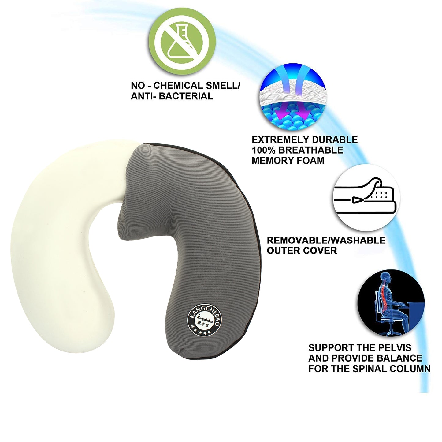 Oshotto U Shape Memory Foam Travel Car Neck Pillow for All Cars (Grey)