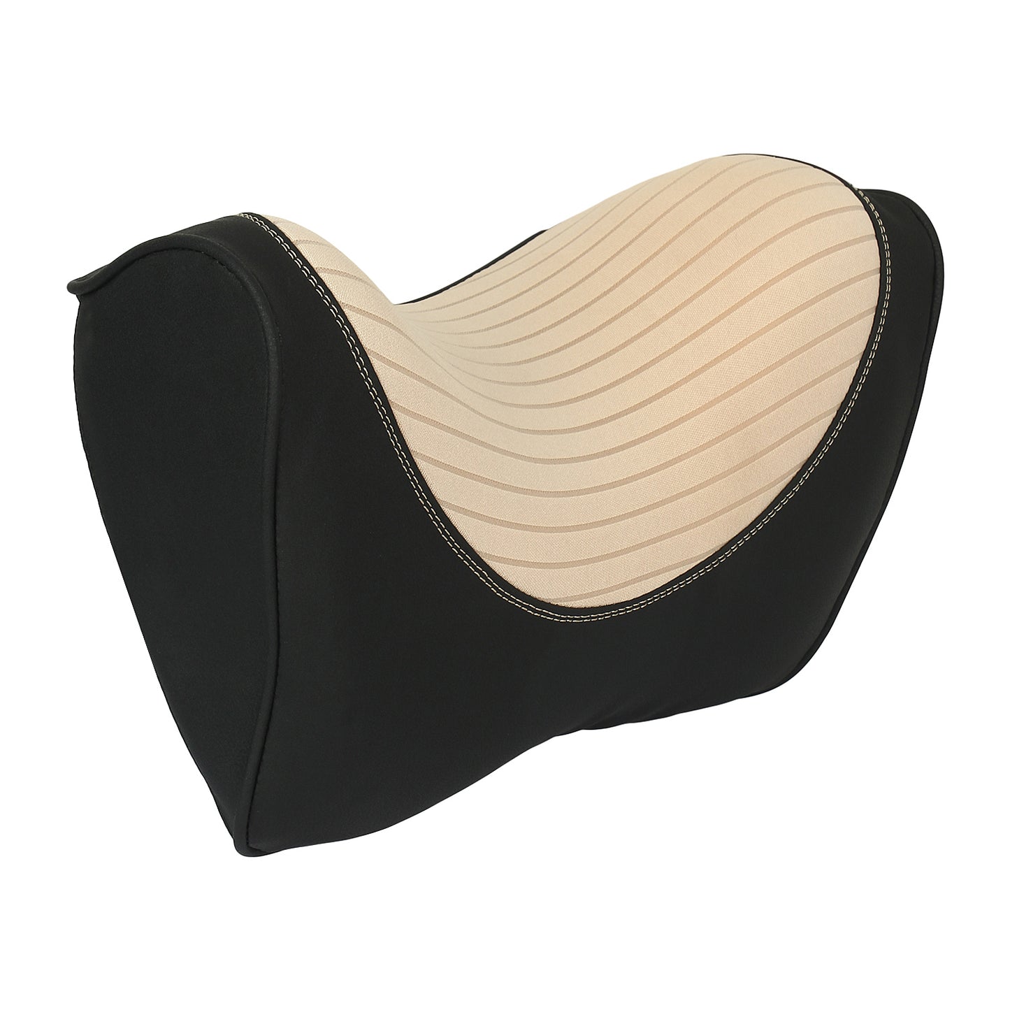 Oshotto Memory Foam (NR-07) Car Neck Rest, Neck Support for All Cars (Black, Beige)