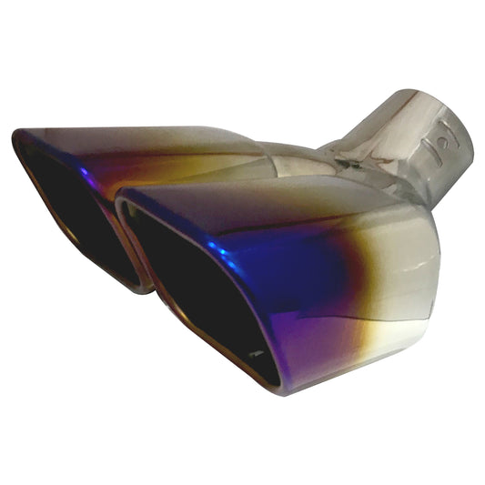 Oshotto Stainless Steel Dual Pipe SS-017 Car Exhaust Muffler Silencer Cover Universal for All Cars (Multicolor)