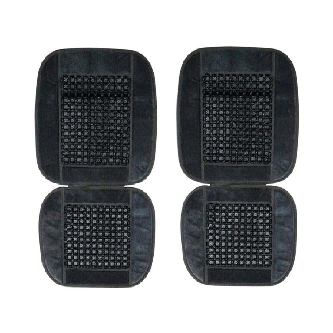 Oshotto Car Wooden Bead Seat Cushion with Velvet Border for All Cars - (Black) - 1 Piece