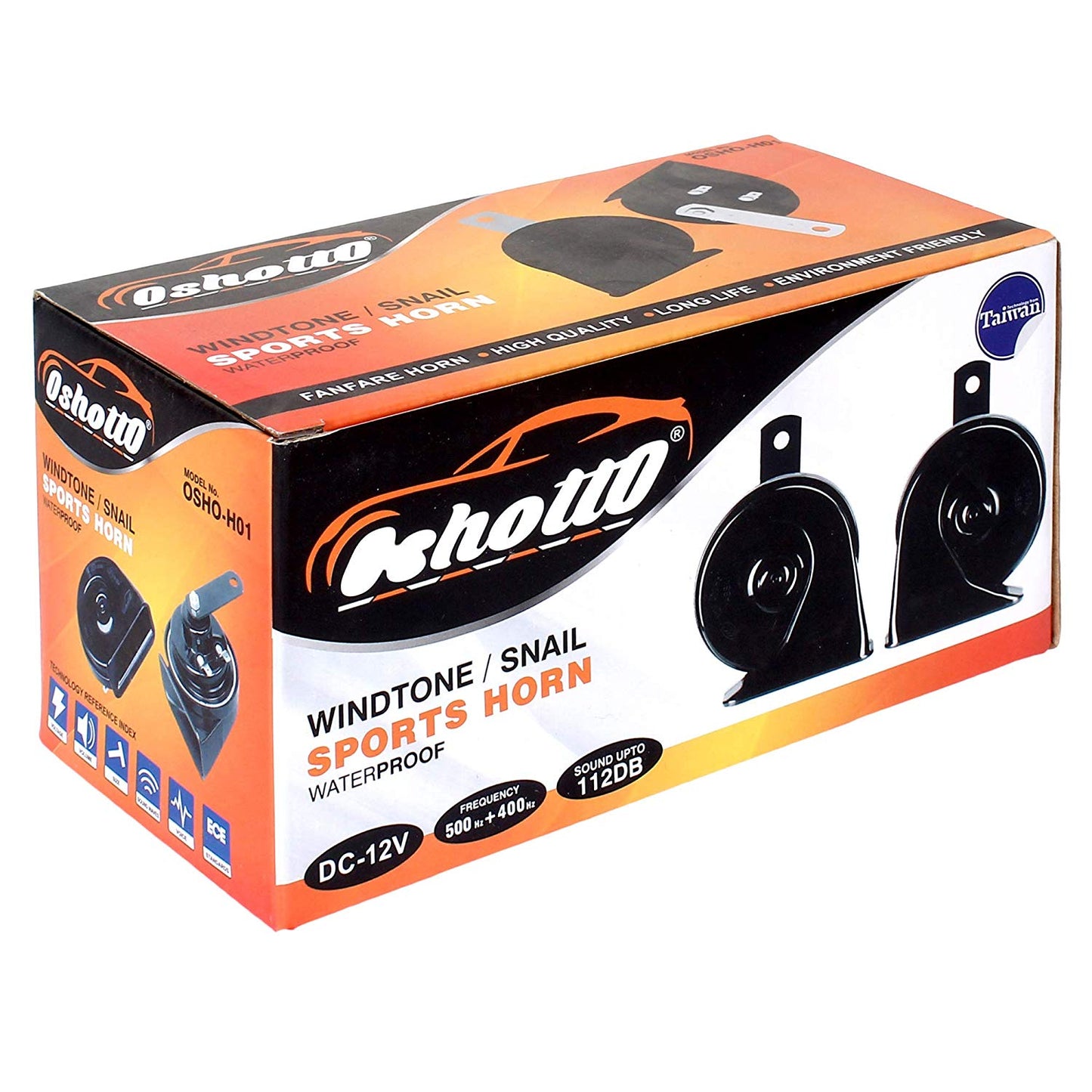 Oshotto 12V Car Horn- Trumpet/Pow-Pow/Volkswagon Sound 2Pc Set(Low + High)