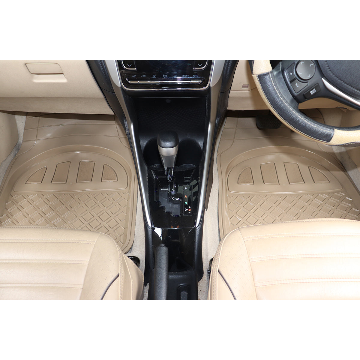 Oshotto Anti Skid Rubber Car Tray Foot Mat for All Car Trays (Set of 5, Beige)