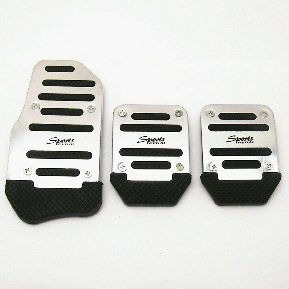 Oshotto 3 Pcs Non-Slip Manual CS-373 Car Pedals Kit Sports Pad Covers Set for All Cars (Silver)