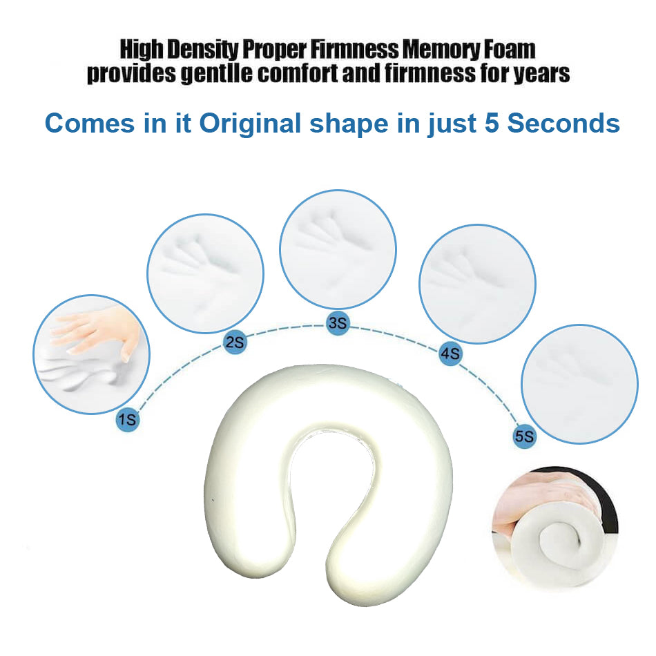 Oshotto U Shape Memory Foam Travel Car Neck Pillow for All Cars (Grey)