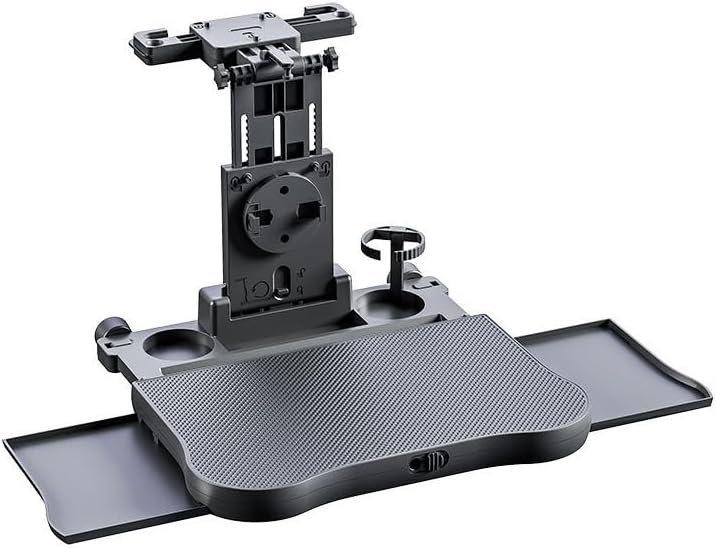 Oshotto (FT-10) Multifunctional Car Backseat Laptop and Food Tray Desk with Phone Holder, Cup Holder & Storage Drawers – Adjustable Foldable Car Table for Work, Travel & Dining