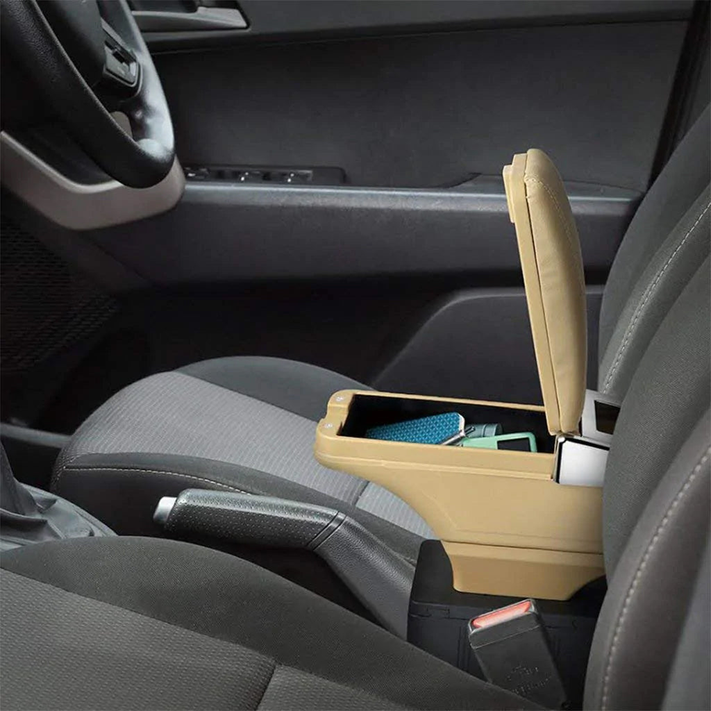 Oshotto PU Leather AR-01 Car Armrest Console Box For All Cars - Beige
