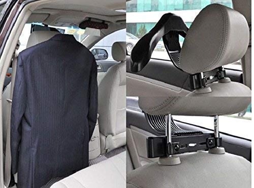 Oshotto CH-04 Detachable Headrest Car Coat Hanger Back Seat Clothes Holder for Suit Coats Blazer Jackets for All Cars (Black)