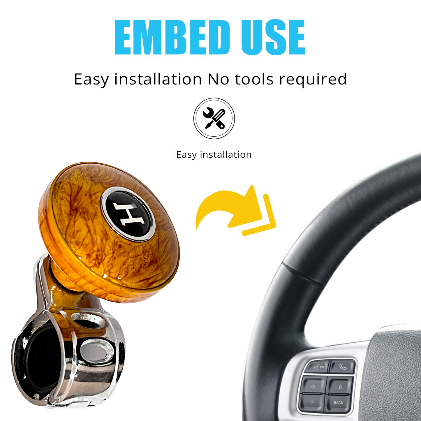 Oshotto Power Handle (SK-009) Car Steering Spinner Wheel Knob (Brown)
