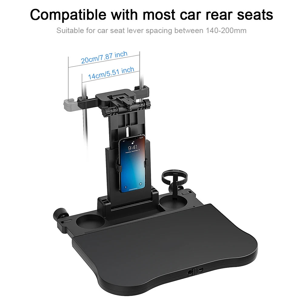 Oshotto (FT-01) Car Back Seat Food Dining & Laptop Tray with Portable Organizer & 360 Degree Rotating Phone/Tablet Holder For All Cars
