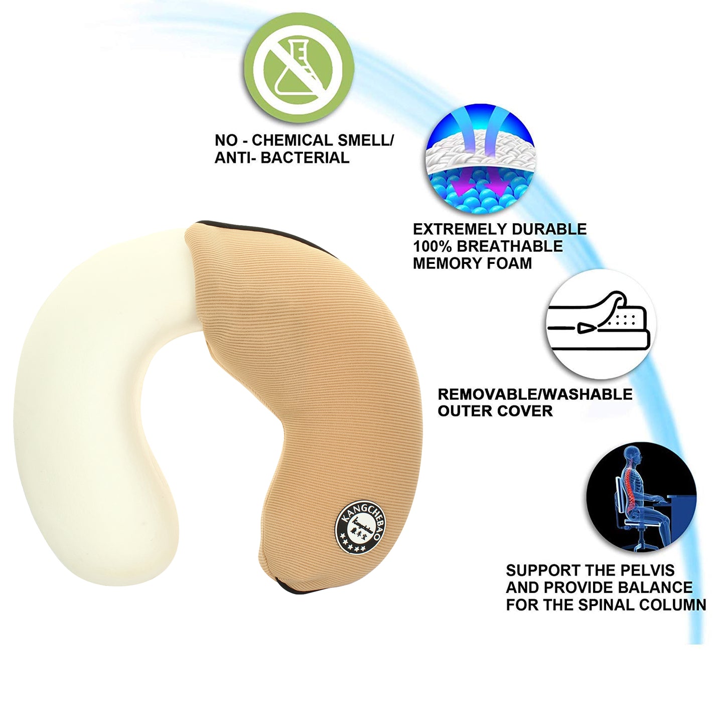 Oshotto U Shape Memory Foam Travel Car Neck Pillow for All Cars (Beige)