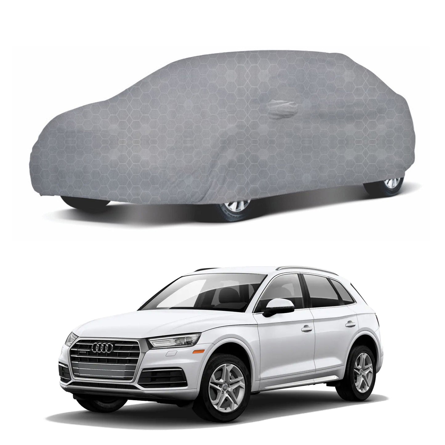 Oshotto 100% Dust Proof, Water Resistant Grey Car Body Cover with Mirror Pocket For Audi Q5