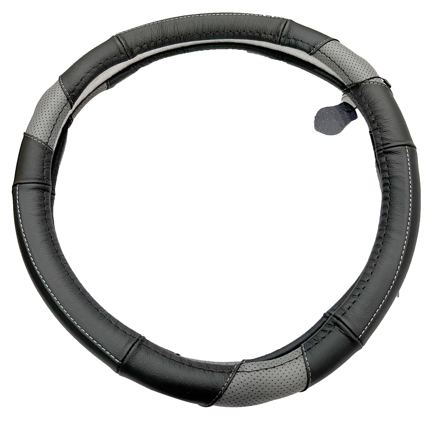 Oshotto SC-010-A Leather Car Steering Cover (Black, Grey, Medium)