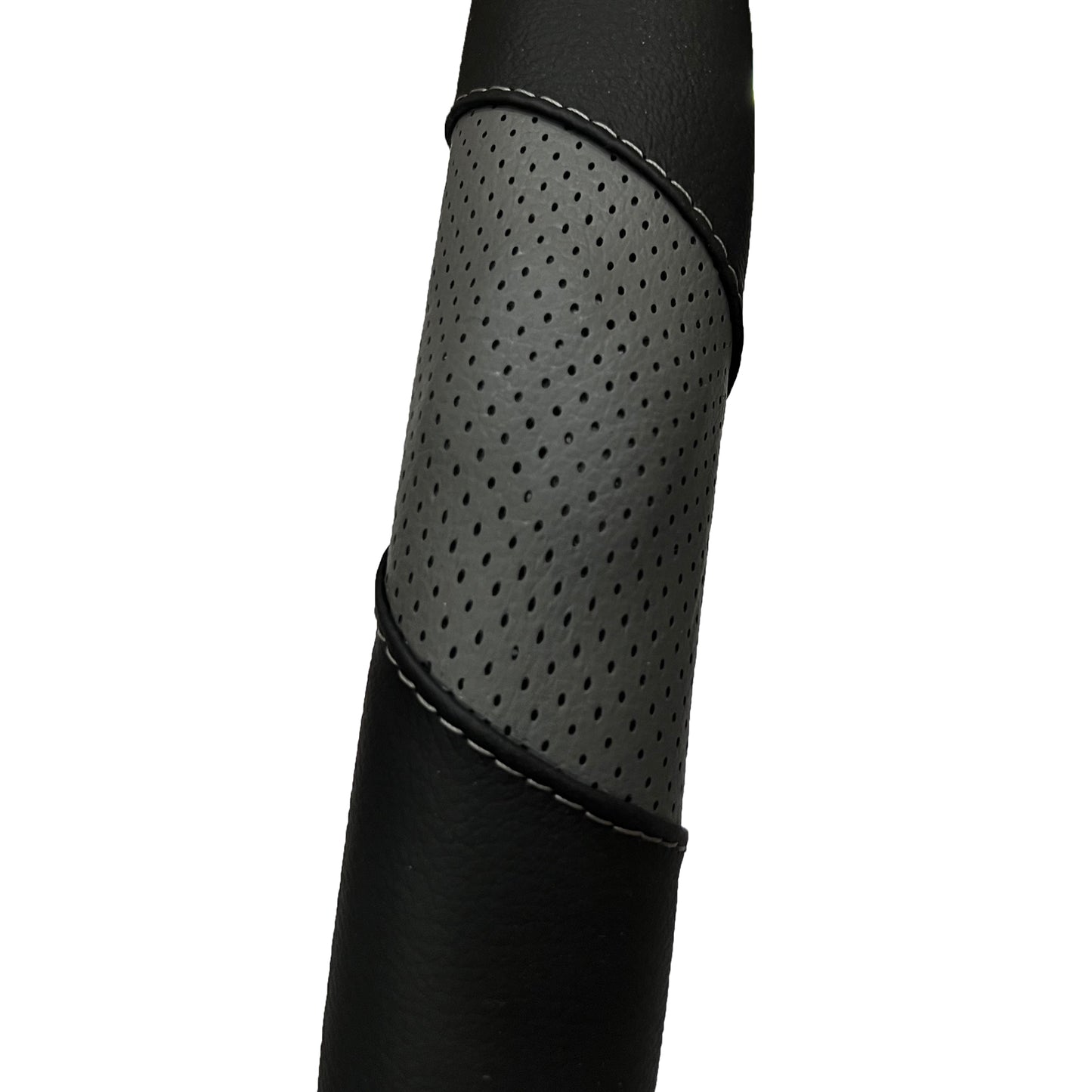 Oshotto SC-010-A Leather Car Steering Cover (Black, Grey, Medium)