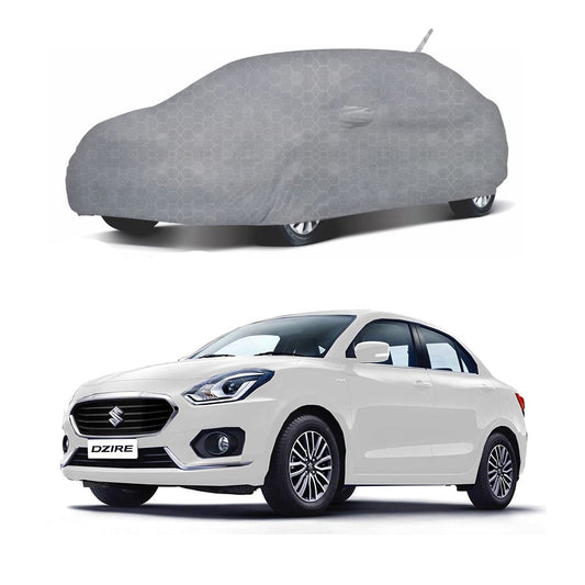 Oshotto 100% Dust Proof, Water Resistant Grey Car Body Cover with Mirror & Antenna Pocket For Maruti Suzuki Swift Dzire 2012-2023