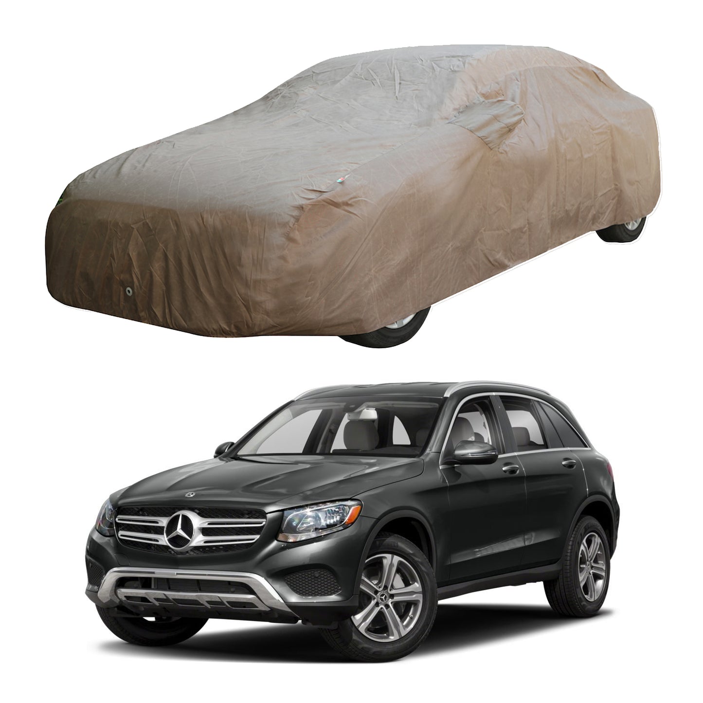 Oshotto Brown 100% Waterproof Car Body Cover with Mirror Pockets For Mercedes Benz GLC