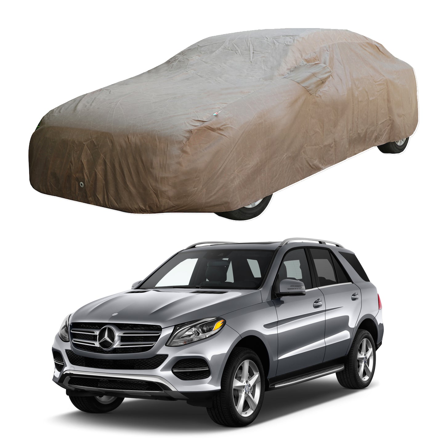 Oshotto Brown 100% Waterproof Car Body Cover with Mirror Pockets For Mercedes Benz GLE