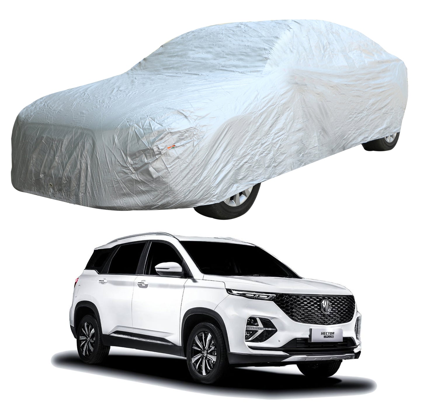 Oshotto Silvertech Car Body Cover (Without Mirror Pocket) For MG Hector Plus - Silver