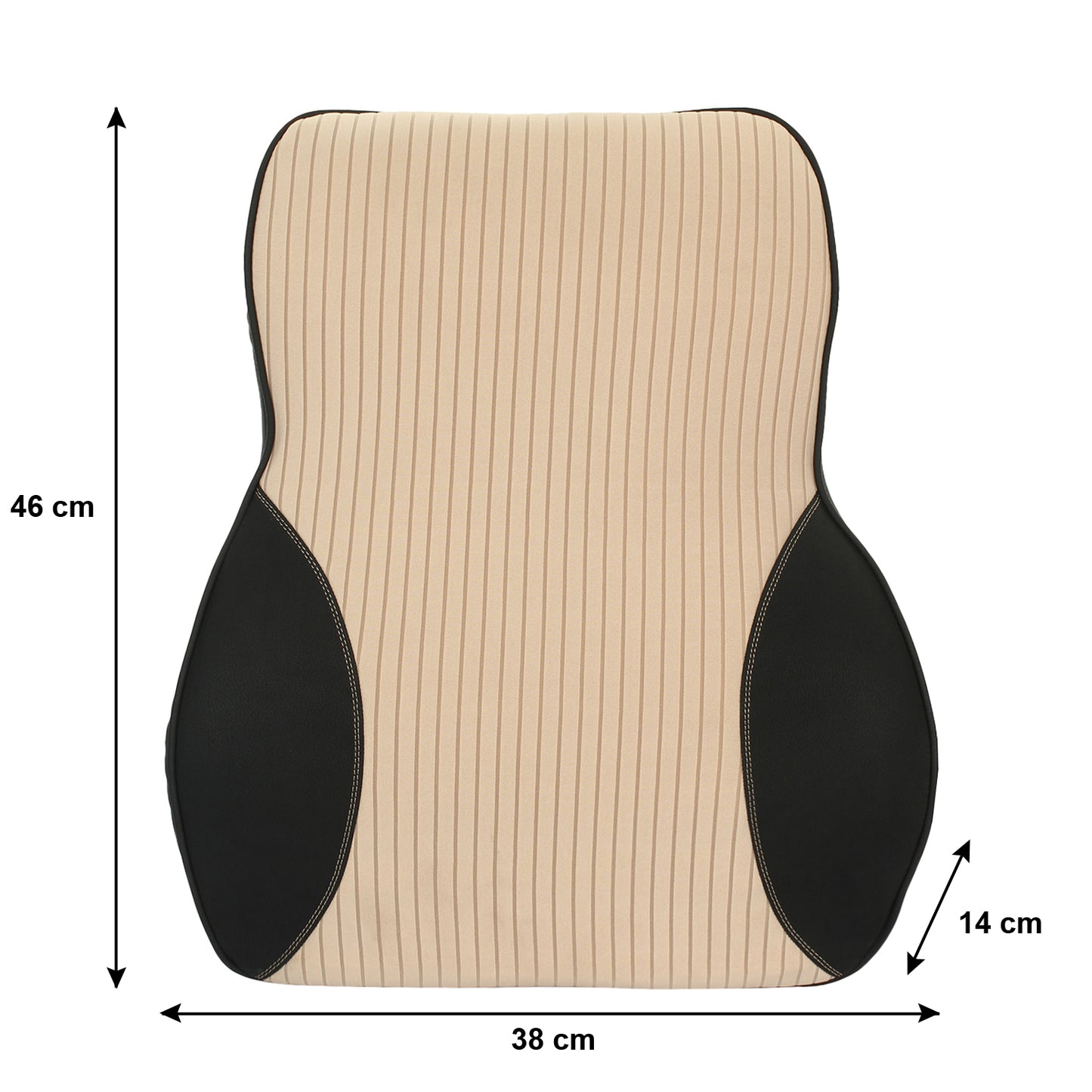 Oshotto Leatherite Finish Lumbar Support for Office Chair | Back Pillow for Car | Memory Foam Orthopedic Cushion - Provides Low Back Support (Beige, Black)