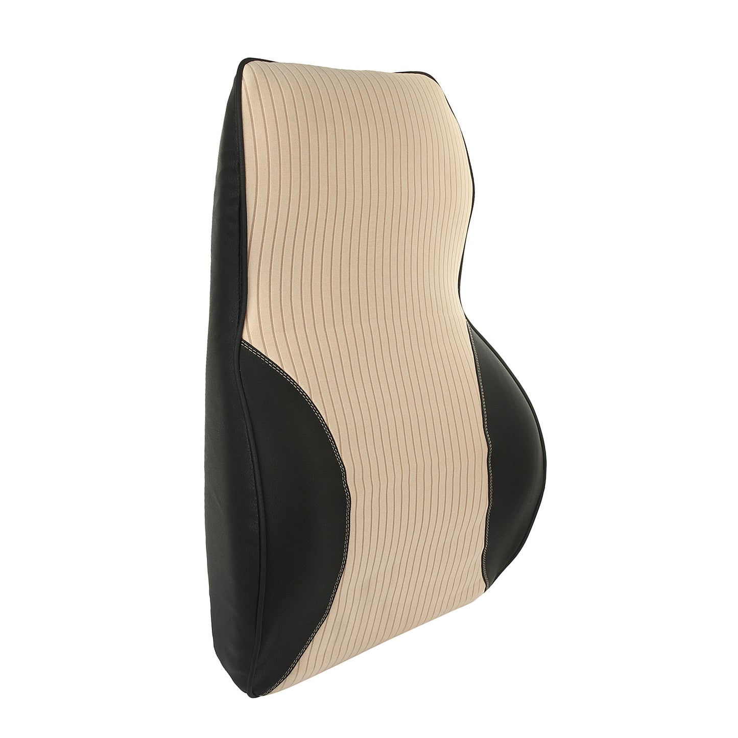 Oshotto Leatherite Finish Lumbar Support for Office Chair | Back Pillow for Car | Memory Foam Orthopedic Cushion - Provides Low Back Support (Beige, Black)