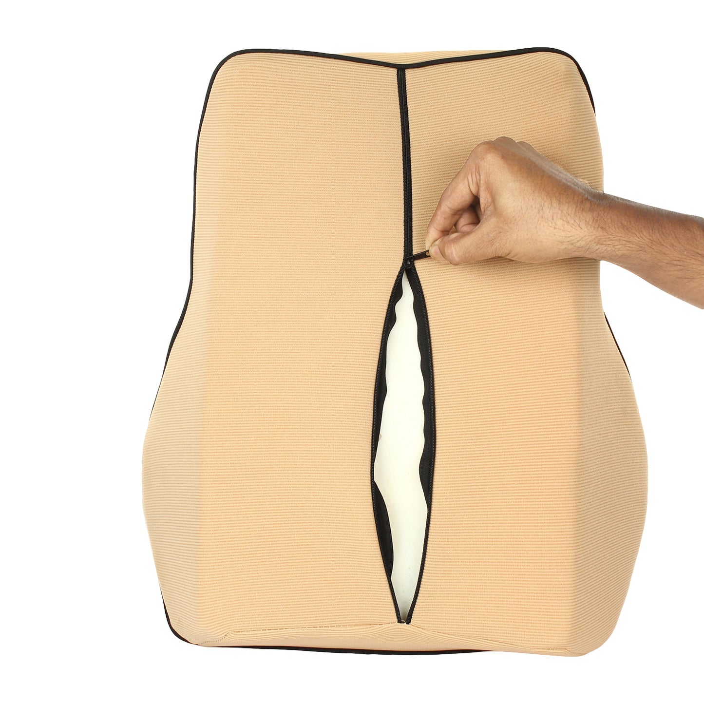 Oshotto Air Fabric Lumbar Support for Office Chair | Back Pillow for Car | Memory Foam Orthopedic Cushion - Provides Low Back Support (Beige)