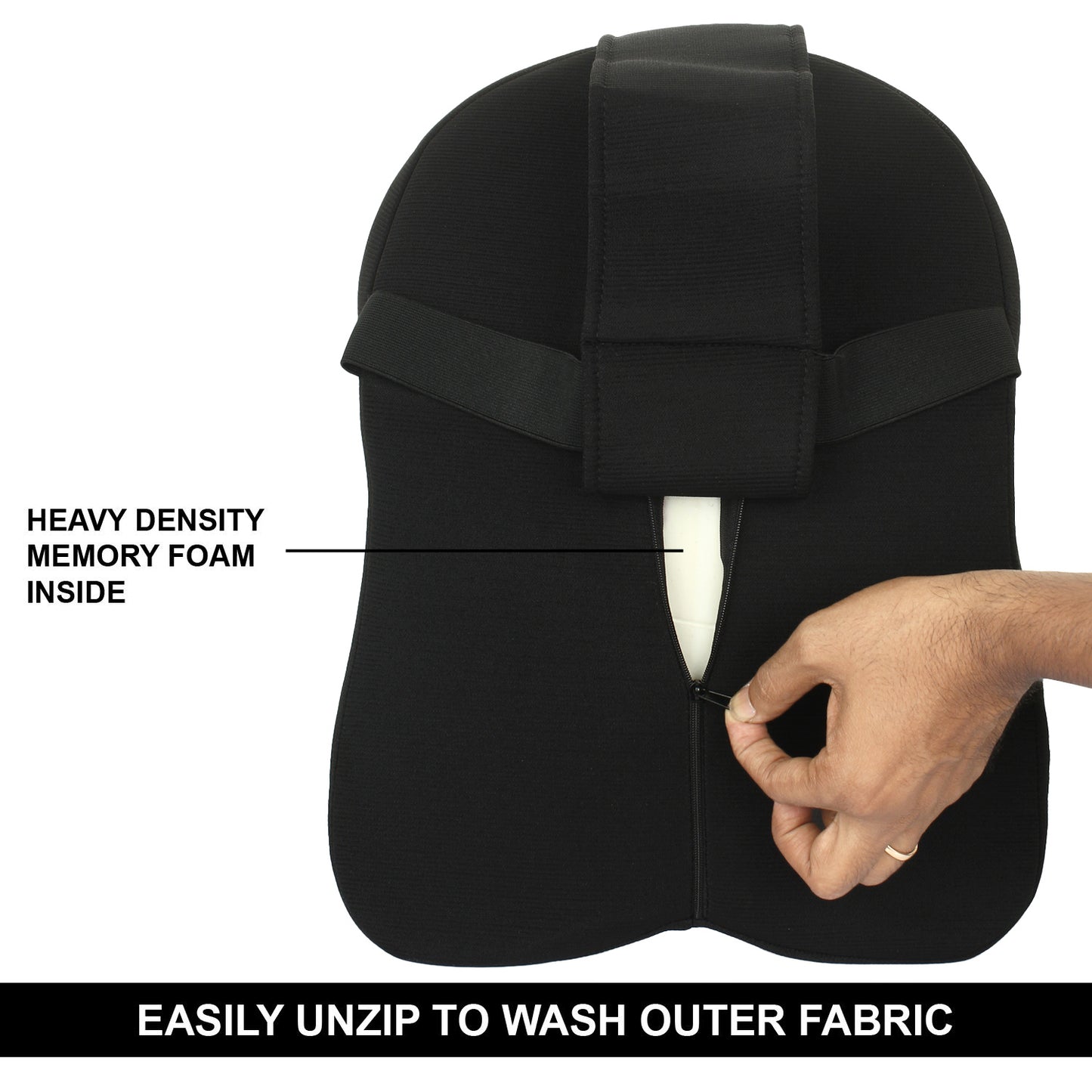Oshotto Memory Foam, Air Fabric and Ergonomic Design Car Seat Neck Rest Cushion, Head Rest Pillow to Protect Neck & Vertebra for All Vehicles (Black)