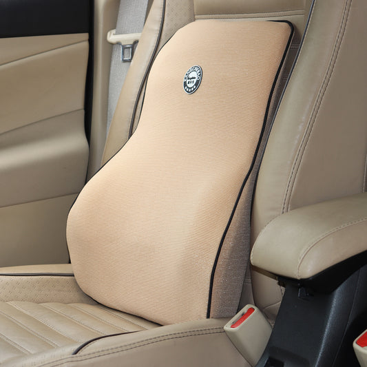 Oshotto Air Fabric Lumbar Support for Office Chair | Back Pillow for Car | Memory Foam Orthopedic Cushion - Provides Low Back Support (Beige)