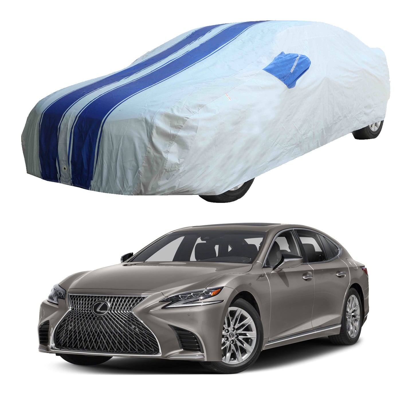 Oshotto 100% Blue dustproof and Water Resistant Car Body Cover with Mirror Pockets For Lexus LS