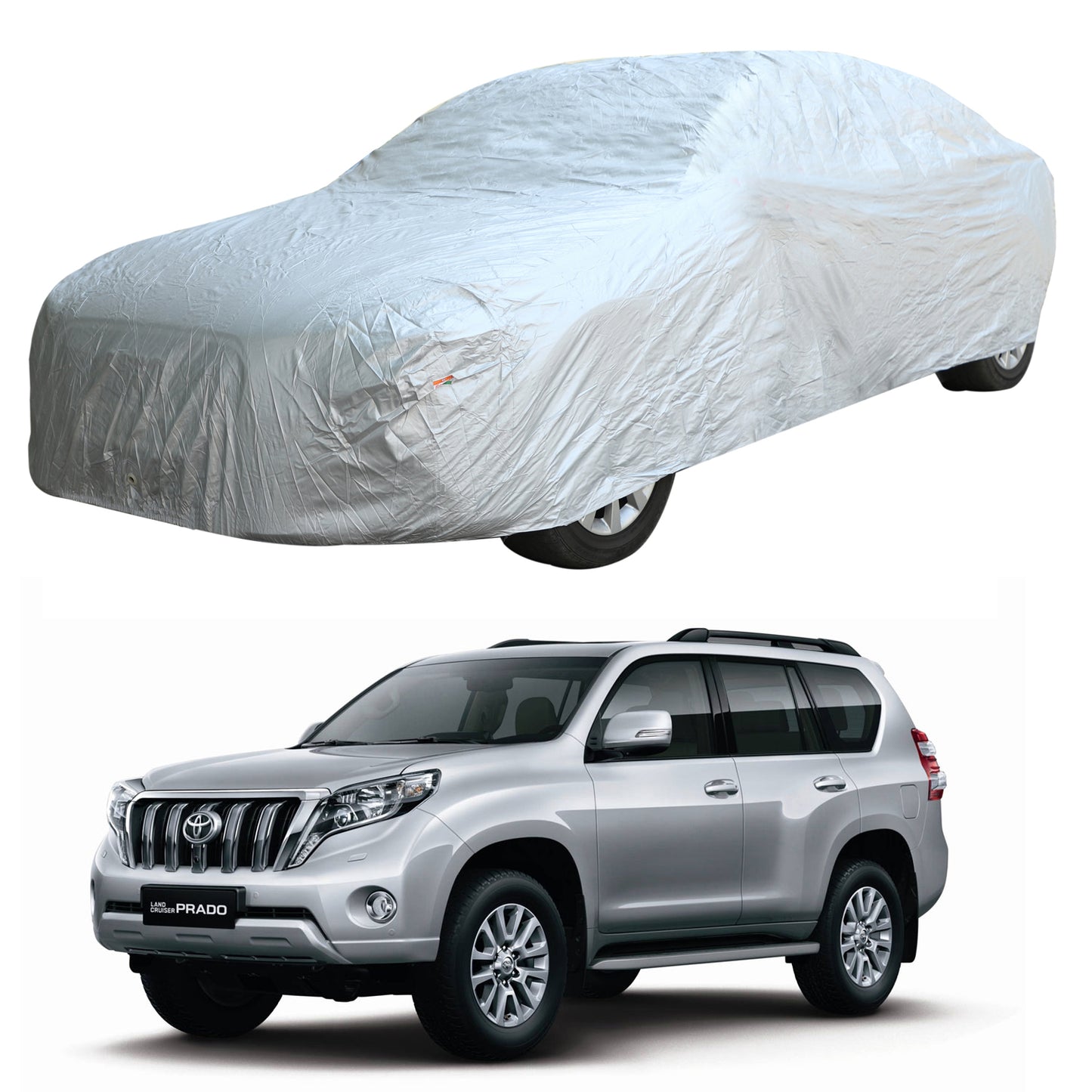 Oshotto Silvertech Car Body Cover (Without Mirror Pocket) For Toyota Land Cruiser Prado - Silver