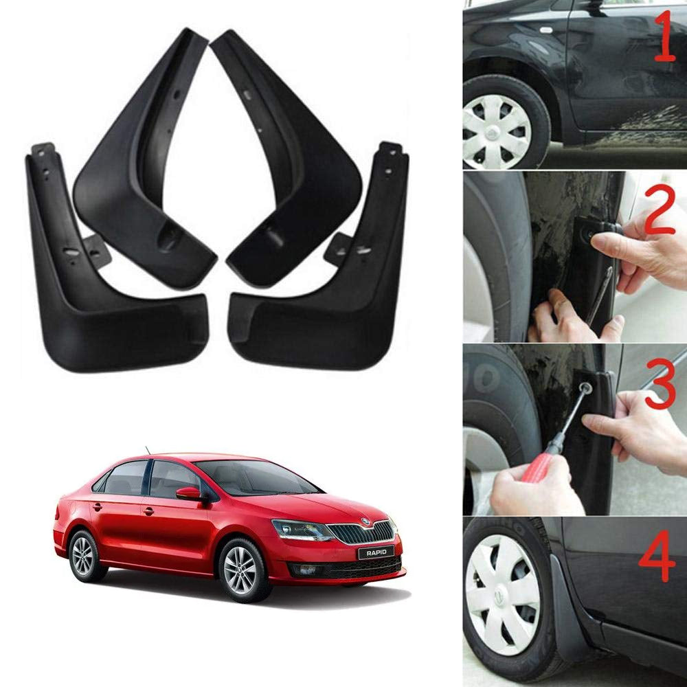 Oshotto Mud Flap (O.E.M Type) For Skoda Rapid 2011,2012,2013,2014,2015,2016 (T-I) (Set of 4)