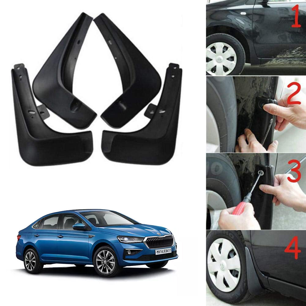 Oshotto Mud Flap (O.E.M Type) For Skoda Slavia (Set of 4, Black)