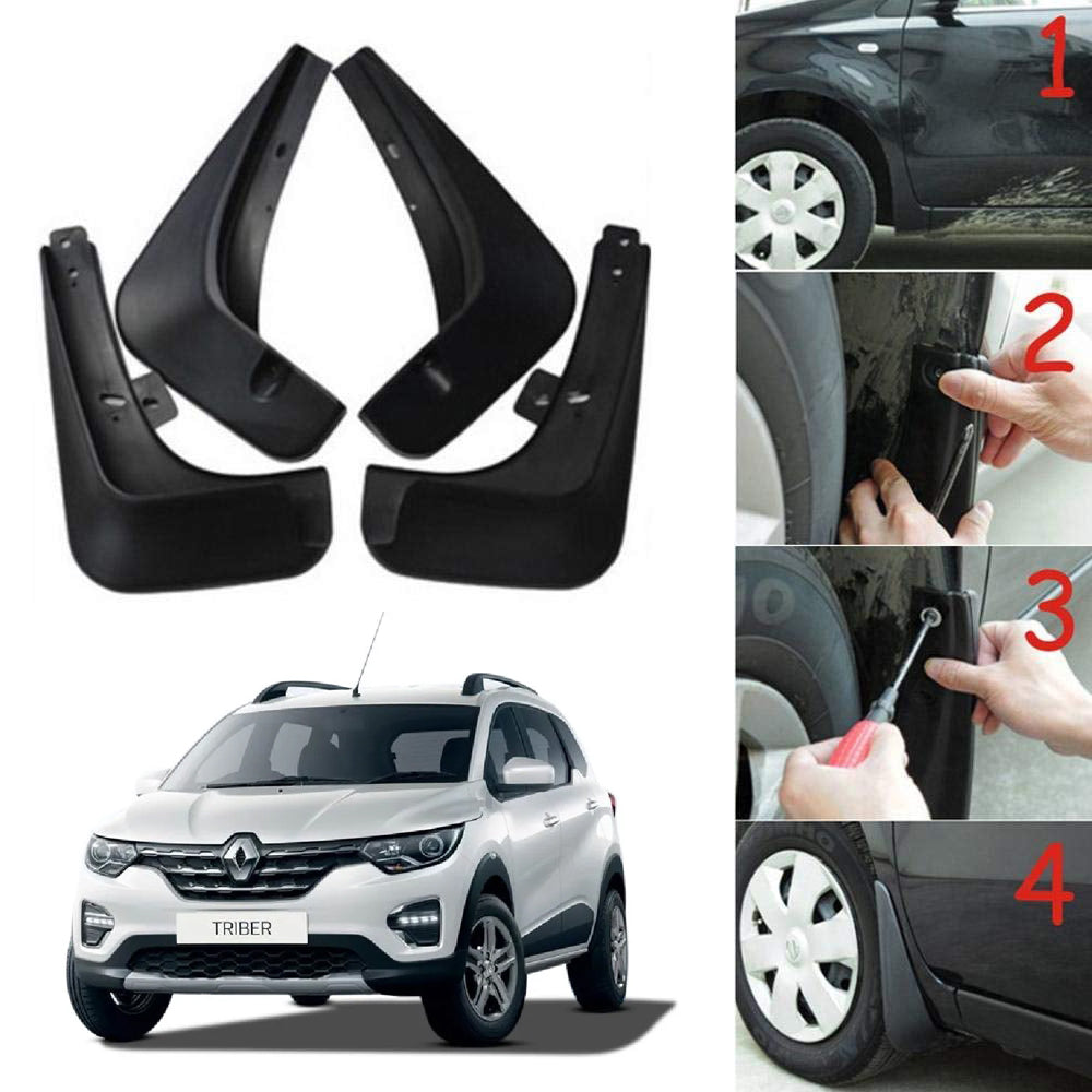 Oshotto Mud Flap (O.E.M Type) For Renault Triber (Set of 4, Black)