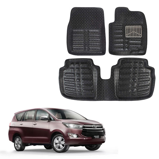 Oshotto 4D Artificial Leather Car Floor Mats For Toyota Innova Crysta (Set of 5) - Black