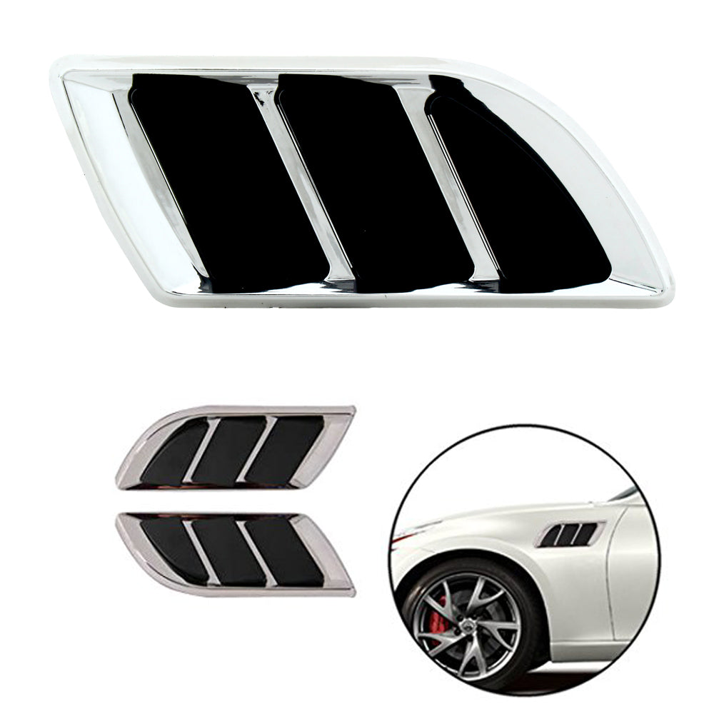 Oshotto 2Pcs Car Decorative FLS-5116 Electroplate Air Flow Intake Scoop Turbo Bonnet Vent Hood for All Cars (Chrome)